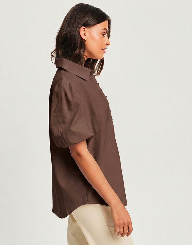 Tussah - Kiara Puff Sleeve Button Front Blouse