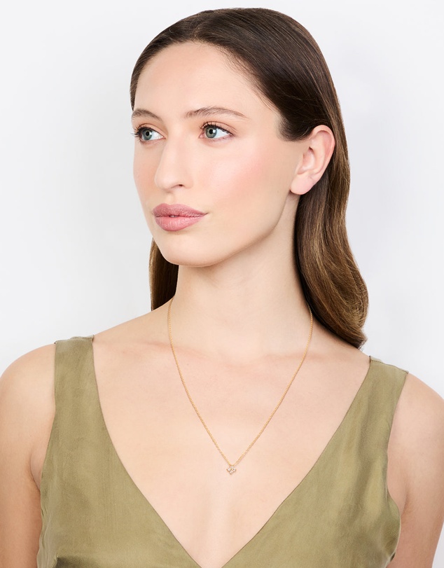 Lovisa - Gold Plated Sterling Silver Cubic Zirconia Flower Necklace