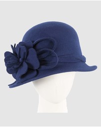 Max Alexander - Winter Felt Blue Cloche Hat