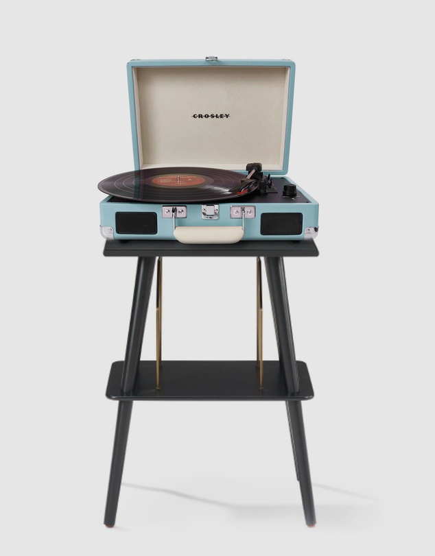 Crosley - Crosley Cruiser Bluetooth Portable Turntable + Crosley Turntable Stand Bundle - Turquoise