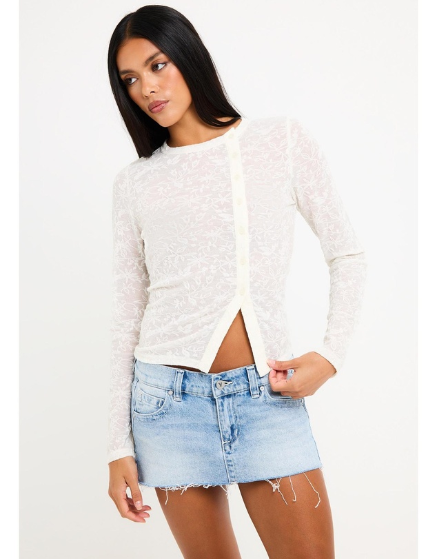 Subtitled - Ariel Crinkle Long Sleeve Button Top