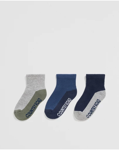 Country Road - Quarter Crew Sock Pack Of 3