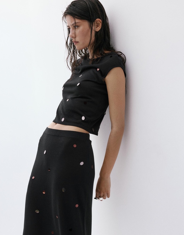 M.N.G - Short-Sleeve Sequin Top