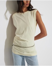 Decjuba - Ella Shoulder Pad Ruched Tank