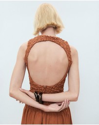 M.N.G - Rusty Open-Back Textured Dress