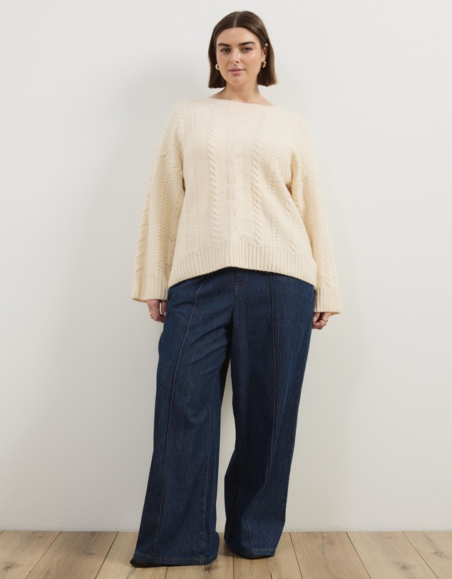 Atmos&Here Curvy - Drew Oversized Textured Cable Knit Jumper