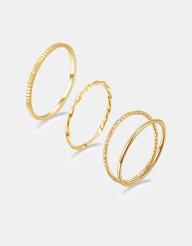 Mestige - Illusion Stackable Ring Set - 18K Gold Plated
