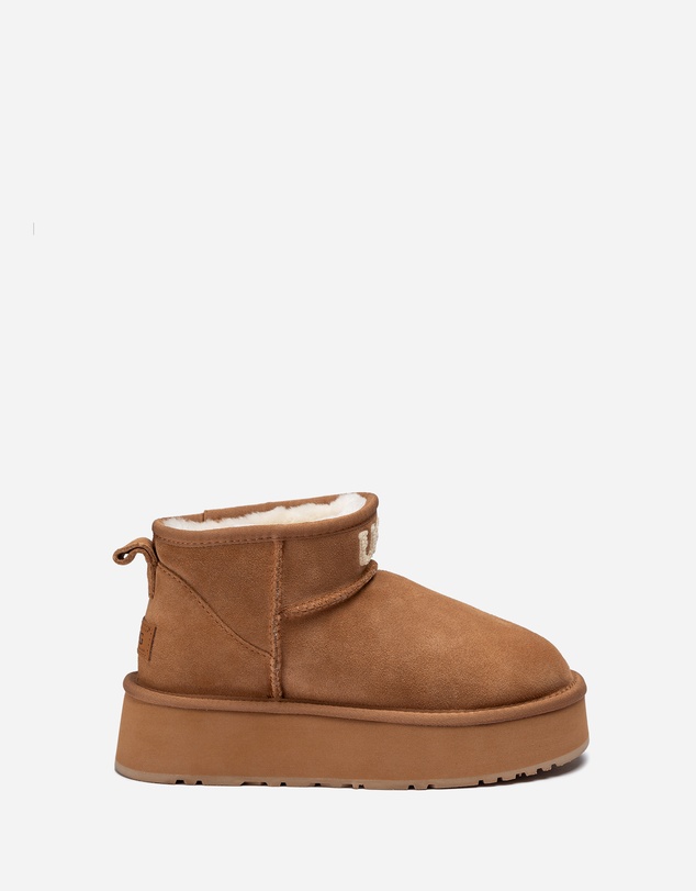 Ozwear Connection Uggs - Ugg Classic Platform Knit Logo Ultra Mini Boots (Water Resistant)(4cm)