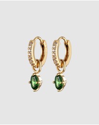Elli Jewelry - Earrings Creole with Oval Zirconia 925 Sterling Silver Gold-plated