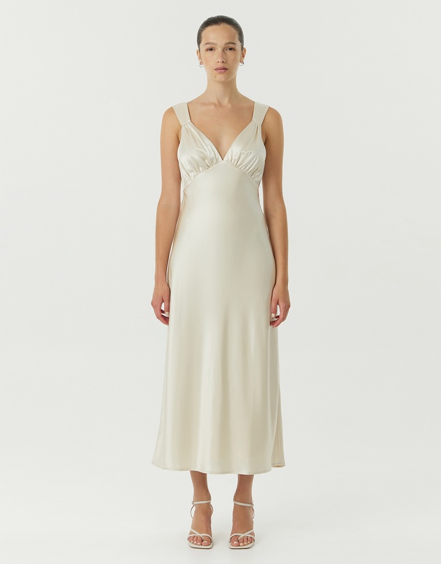 Third Form - Satin Gather Bra Bias Slip Dress