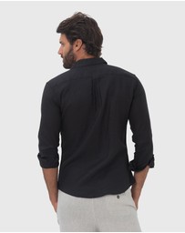 Coast Clothing - Long Sleeve Linen Shirt in Black