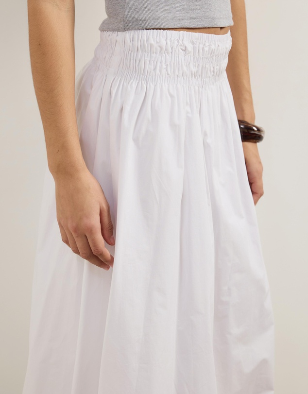 Atmos&Here - Blaire Cotton Poplin Maxi Skirt with Shirred Waist