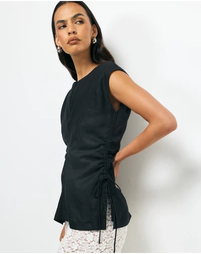 AERE - Aria Linen Trim Detail Top
