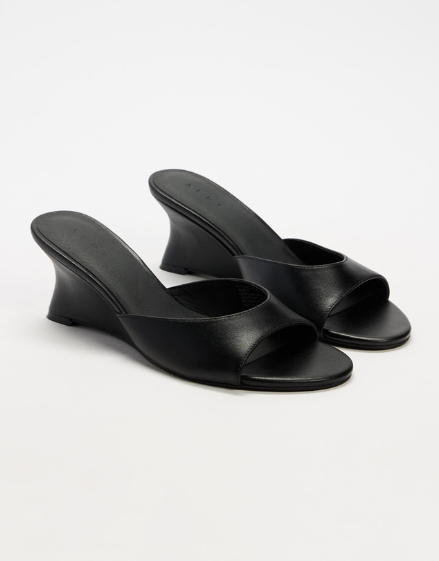 AERE - Esme Leather Sculptural Wedges - Women's