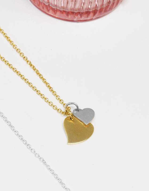 Elli Jewelry - Necklace Set Heart Pendant Bi-Colour in 925 Sterling Silver