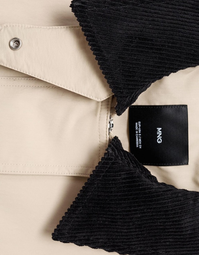 M.N.G - Cotton Jacket With Corduroy Collar