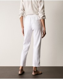 Trenery - Stretch Linen Blend Pull On Pant in White