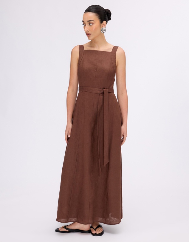 Minima Esenciales - Ava Linen Multi Panel Midi Dress