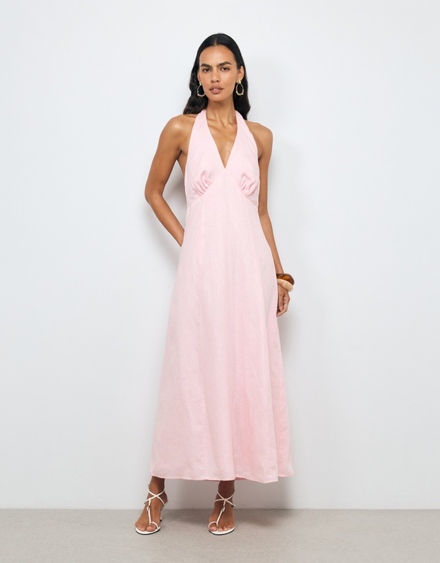 AERE - Lacey Halter Linen Dress