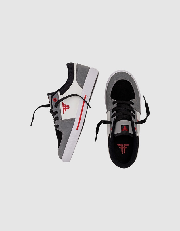 Fallen Footwear - Fallen Footwear Patriot Kids Suede/PU Skate Sneaker GRY/WHT/RED