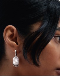 PDPAOLA - Pearl Mist Silver Hoops