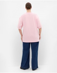 City Chic - Plus size Riders Club Cotton Tee - pink