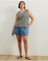 Atmos&Here Curvy - Lydia Gingham Tie Back Top