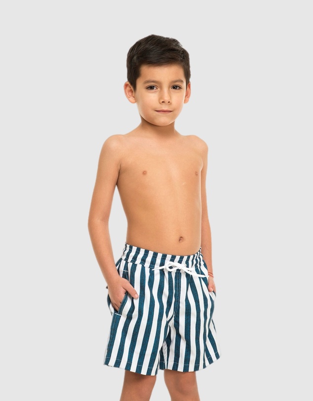 Tolu Australia - Boys Swim Shorts With Navy Blue Stripes