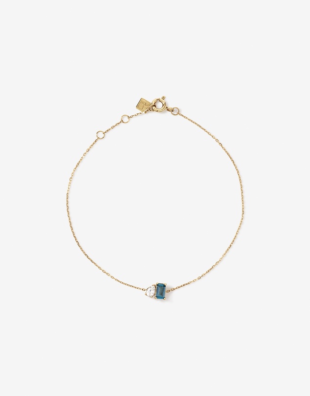 Michael Hill - Pear-Cut White Sapphire and Emerald-Cut London Blue Topaz Toi Et Moi Bracelet in 10kt Yellow Gold
