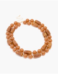 Lovisa - Brown Acrylic Beaded Long Layered Necklace