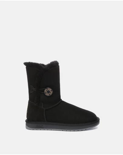 EVERAU - Australian Shepherd Ugg Short Button Sheepskin Upper UGG Boots