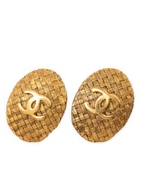 Pre-Loved by Azura Reborn - Pre-Loved CC Gold Plated Woven Oval Clip on Earrings
