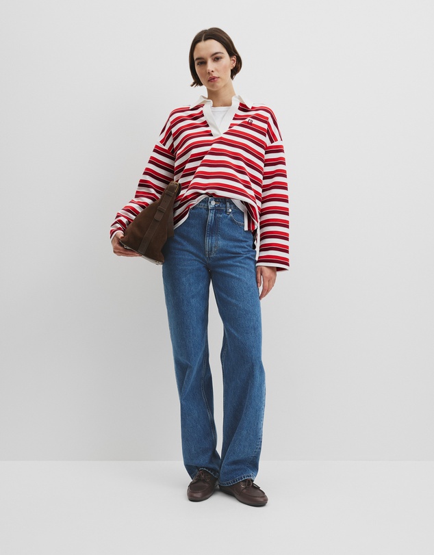 Country Road - Australian Grown Cotton Stripe Texture Rugby Sweat