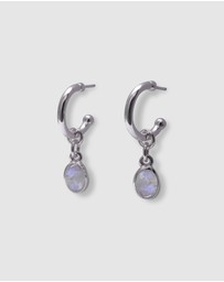 Von Treskow - Open Hoop Stud Earrings With Moonstone
