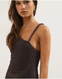 Atmos&Here - Jules Halter Neck Asymmetric Maxi Dress