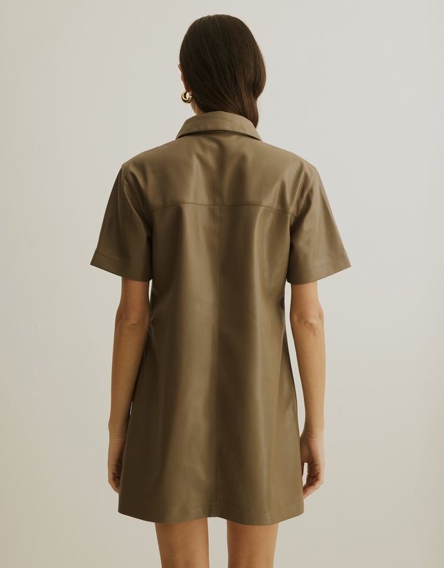 Atmos&Here - PU Mini Shirt Dress