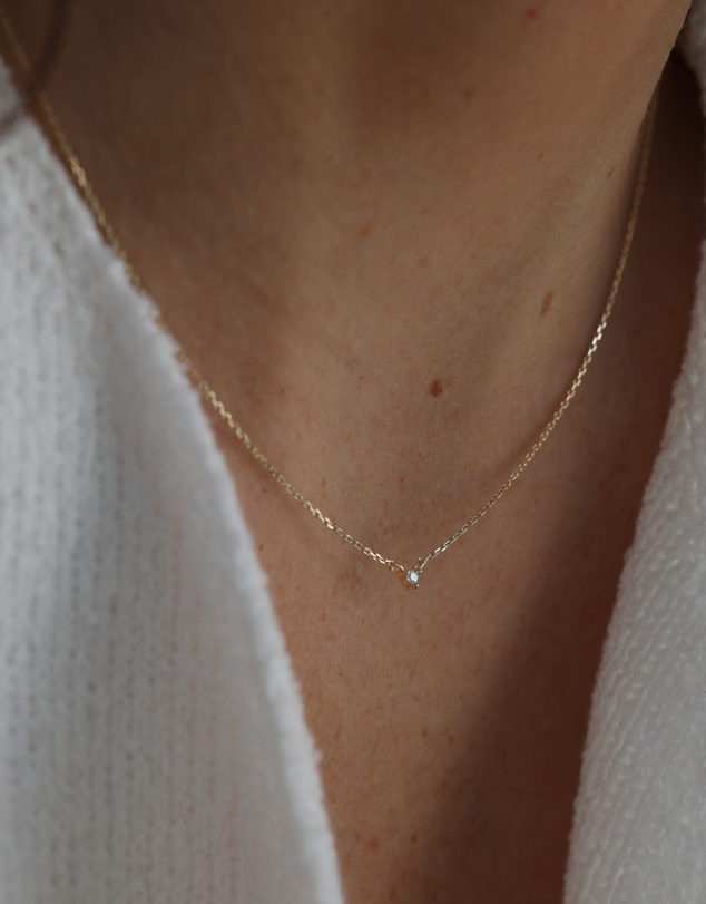 Luna Rae - Solid Gold - Petite Diamond Necklace Single