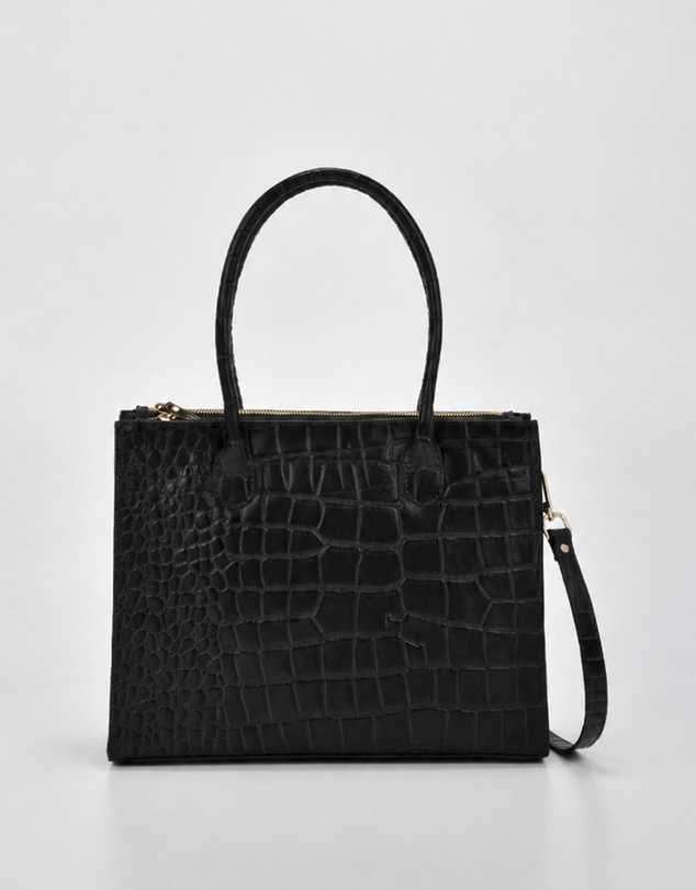 Cobb & Co - Waverley Croc Leather Dual Section Business Tote