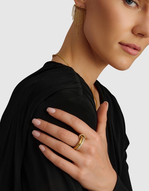 Nialaya Jewellery - Double Band Ring in Gold