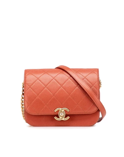 Pre-Loved by Azura Reborn - Pre-Loved Mini CC Quilted Caviar Messenger Single Flap