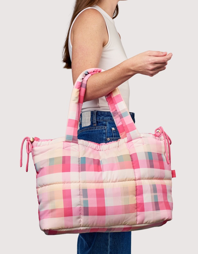 The Somewhere Co - Pink Plaid Marshmallow Midi Tote