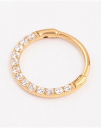 Lovisa - Gold Plated Titanium Cubic Zirconia Clicker Ring 8mm