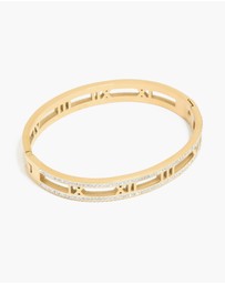 Lovisa - Waterproof Gold Plated Stainless Steel Diamante Roman Numeral Bangle