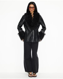 Dazie - Zephyr Removable Faux Fur Penny Lane Coat