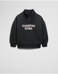 Country Road - Australian Cotton Blend Sequin Half Zip Sweat