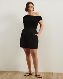 Atmos&Here Curvy - Amaris Linen Blend Tailored Shorts