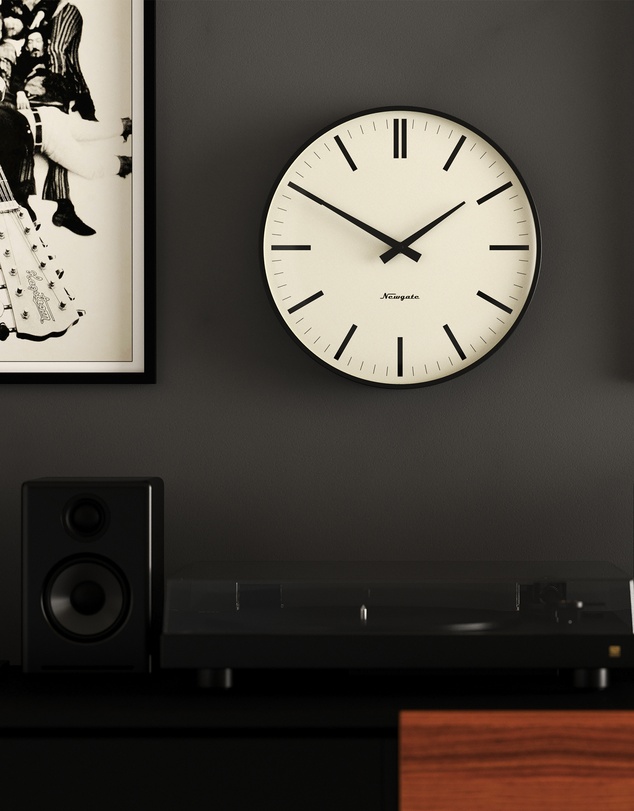 Newgate - Newgate Radio City Wall Clock Bold Black Marker Dial - Matte Black