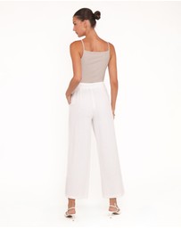 Petal & Pup - Andrew Wide Leg Linen Blend Pant - White