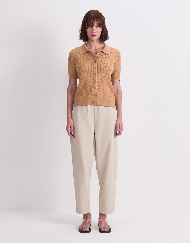 Sportscraft - Cotton Cable Short Sleeve Knit Top