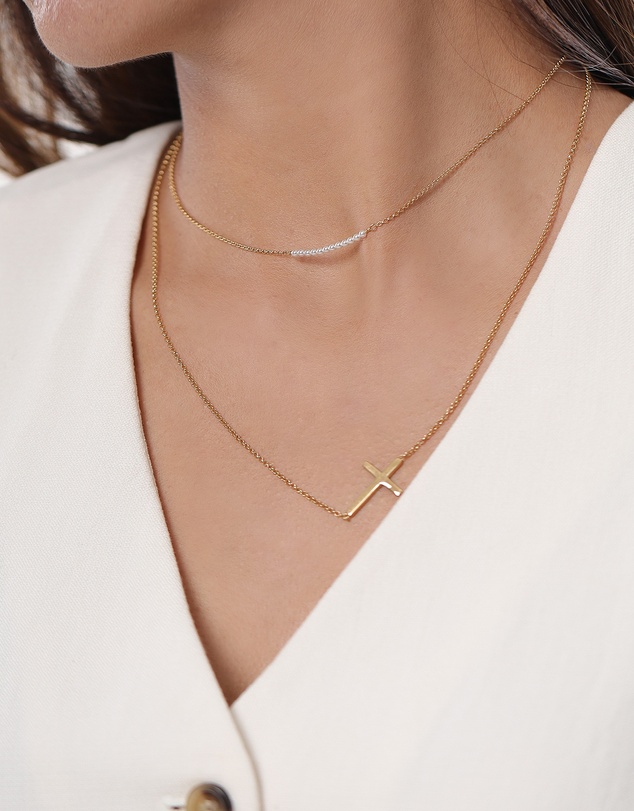 Elli Jewelry - Necklace Cross Pendant 925 Sterling Silver Gold-Plated